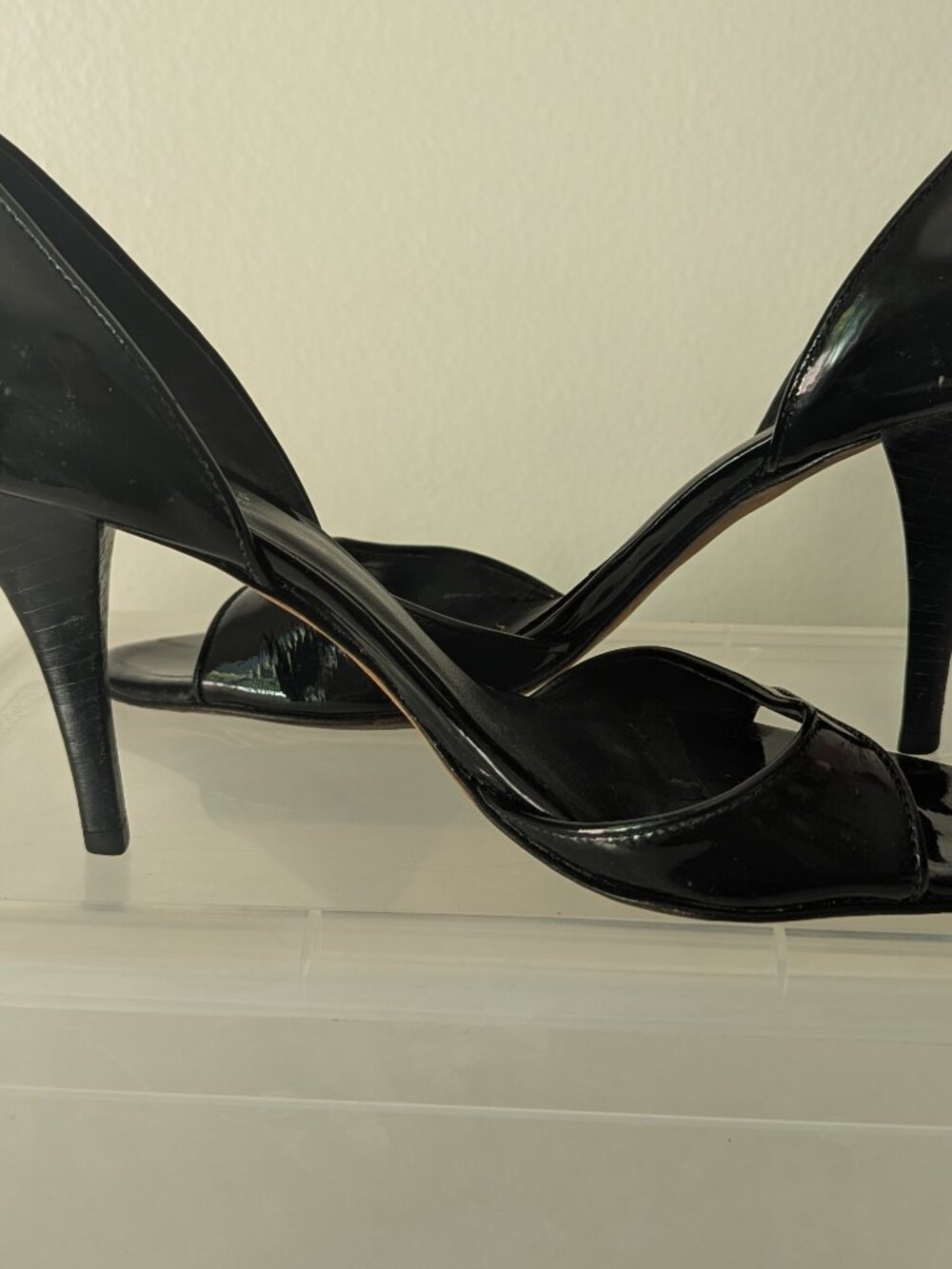 VINTAGE Barneys New York Patent Leather Open-Toe D'Orsay Pumps - Size 9
